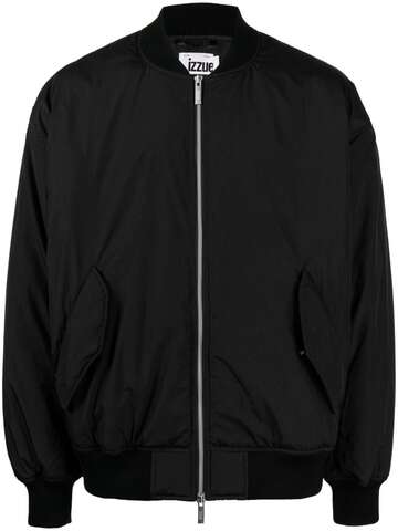 izzue reserved logo-print bomber jacket - black