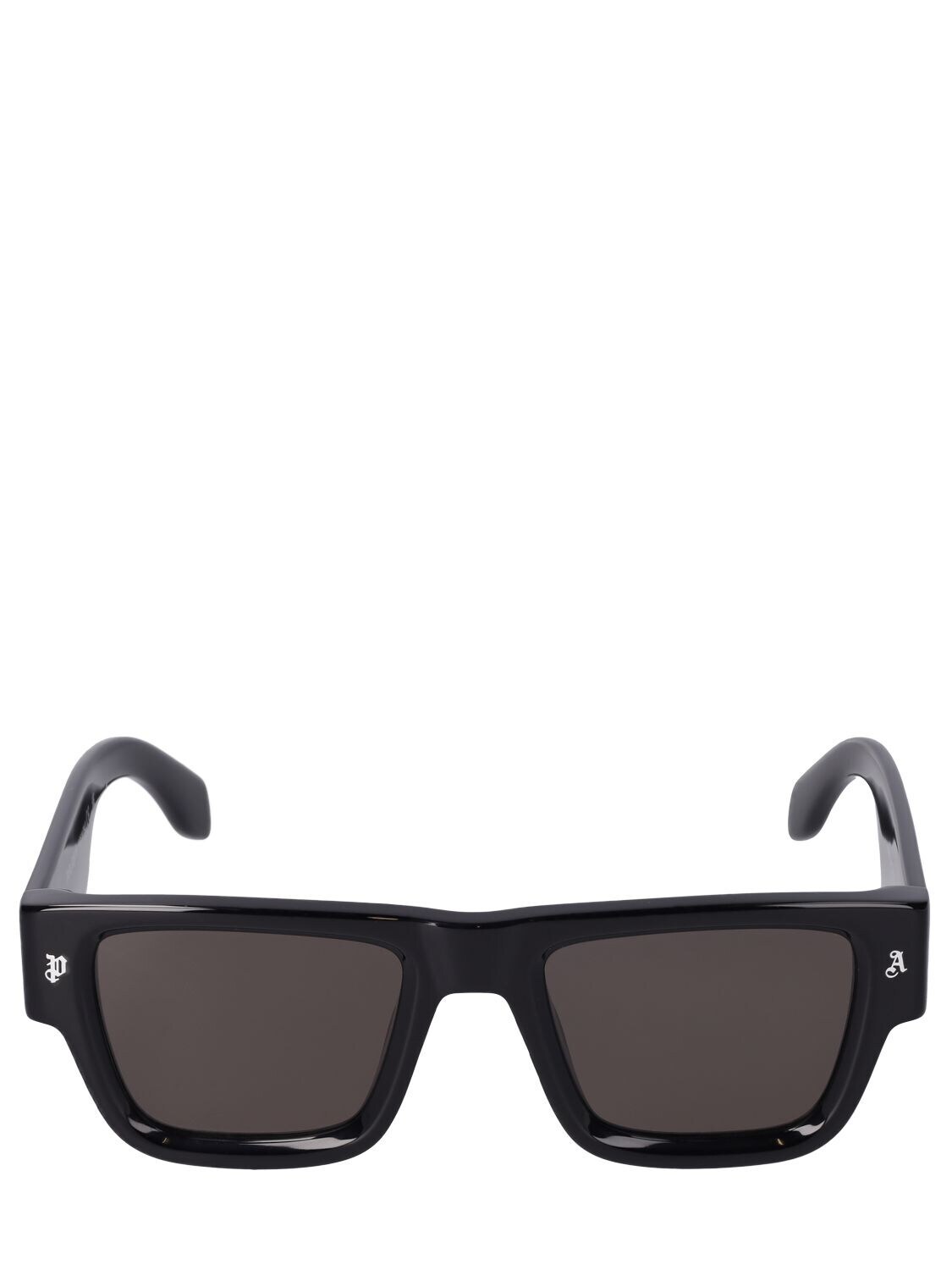PALM ANGELS Palisade Squared Acetate Sunglasses in black / grey