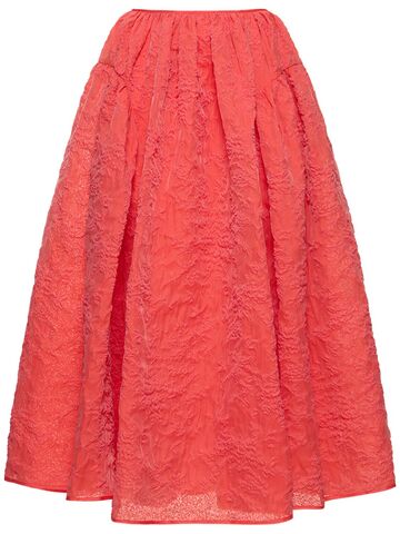 cecilie bahnsen fatou quilted cotton blend midi skirt in red
