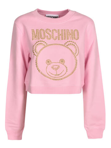 Moschino Bear Embellished Cropped Top in pink