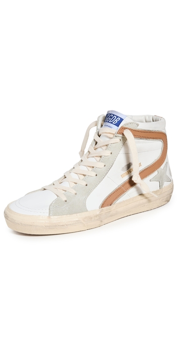 golden goose slide leather upper toe and tongue suede sneakers white/ice/brown 41