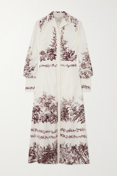 Erdem - Emily Floral-print Cotton-poplin Shirt Dress - White