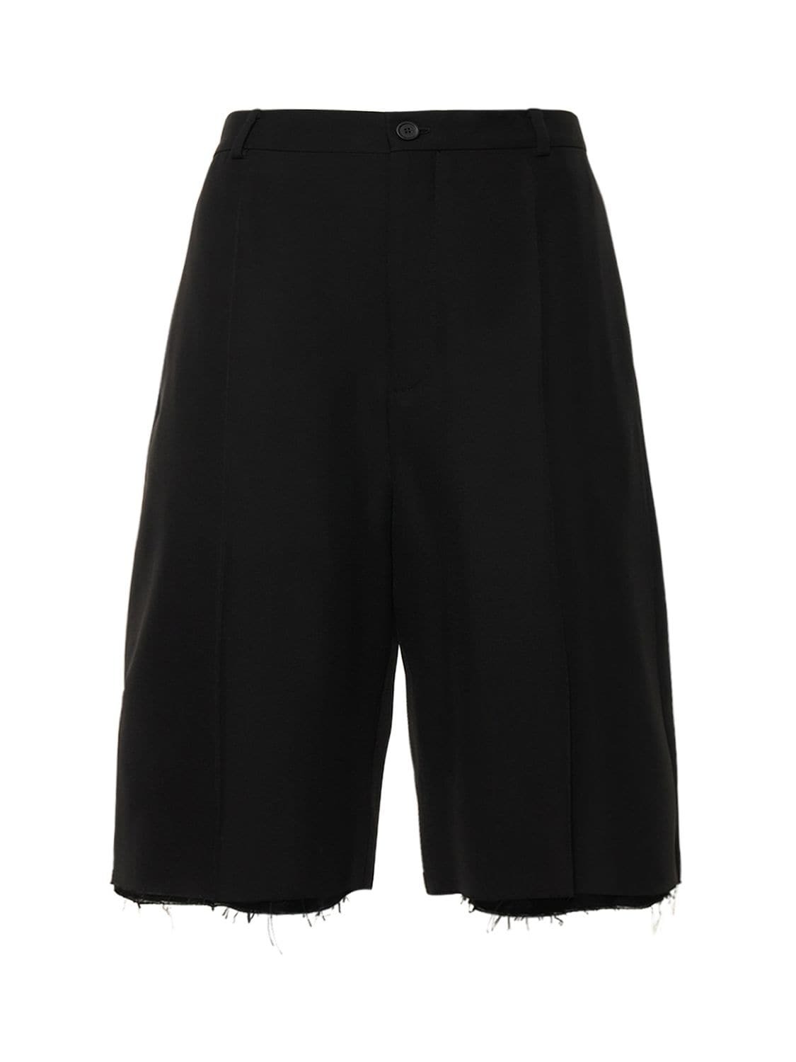 BALENCIAGA Tailored Wool & Viscose Shorts in black