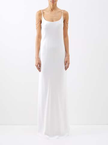 galvan - backless embellished-strap satin gown - womens - white