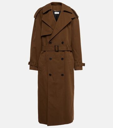 Saint Laurent Double-breasted cotton trench coat in brown