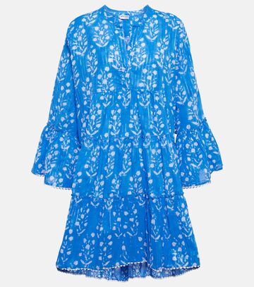 juliet dunn floral cotton minidress in blue