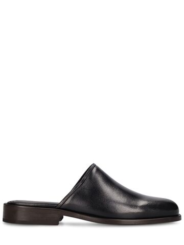 lemaire square leather mules in black