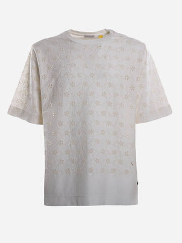Moncler Genius T-shirt With All-over Sangallo Embroidery in bianco
