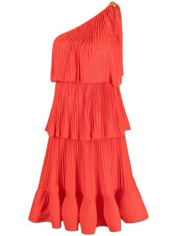lanvin pleated one-shoulder dress - red