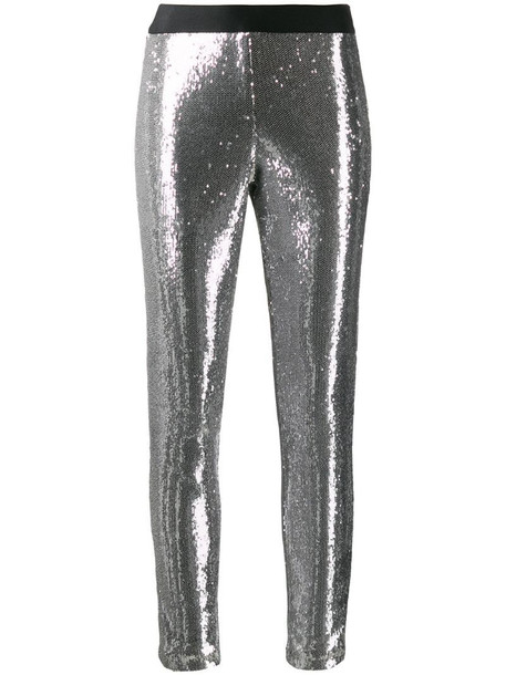 P.A.R.O.S.H. sequin-embellished leggings in silver