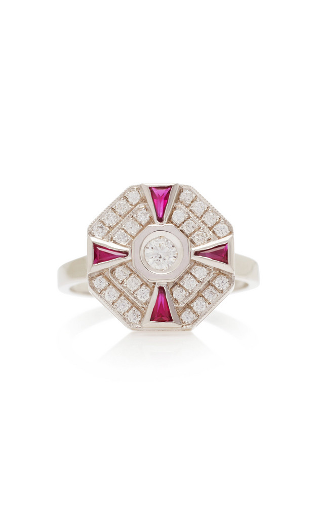 Melis Goral Paris 18K White Gold, Diamond And Ruby Ring in red