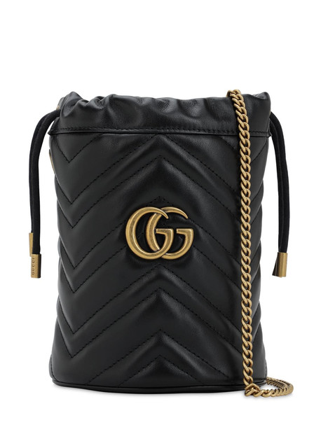 GUCCI Mini Gg Marmont 2.0 Leather Bucket Bag in black