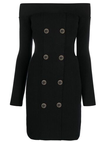 elisabetta franchi off-shoulder knitted blazer dress - black