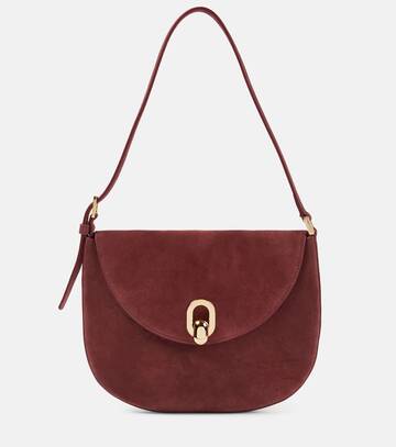savette tondo small suede shoulder bag in red